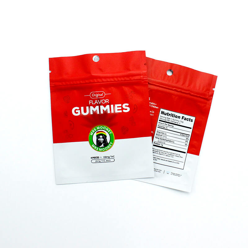 Zipper Edible THC Gummies Bears Packaging Bag with Hanging Hole