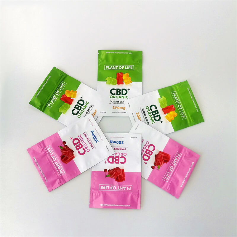 Child Resistant Ziplock Edible Candy Gummy Bears Packaging Mylar Bag for CBD Gummies