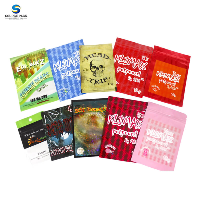 Custom Mylar Pack Supplier 0.5g 1.5g 3g 3.5g 4g 6.5g 10g 11g Ziplock hypnotic Herbal Dispensary Weed Potpourri Flower Cannabis Packaging Bag (6).jpg