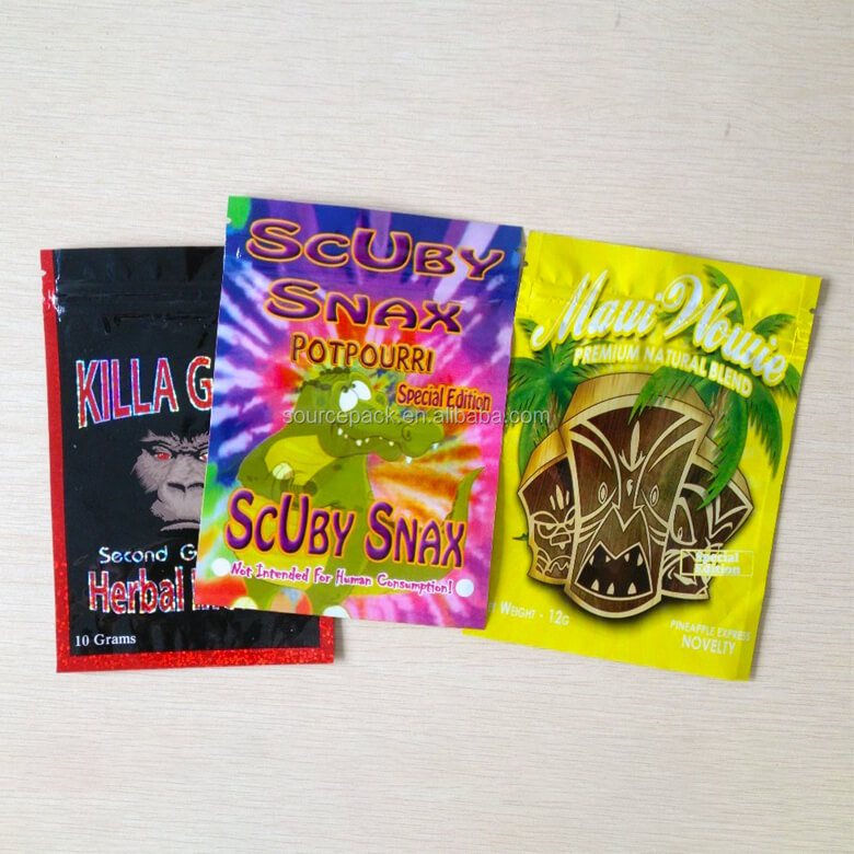 Holographic Mylar Ziplock Hypnotic Herbal Dispensary Weed Potpourri Flower Packaging Canabis Bags