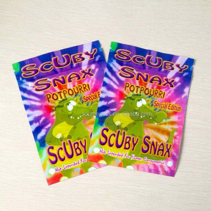 Scuby Snax Special Edition Mylar Ziplock Potpourri Canabis Flower Packaging Marijuana Bags