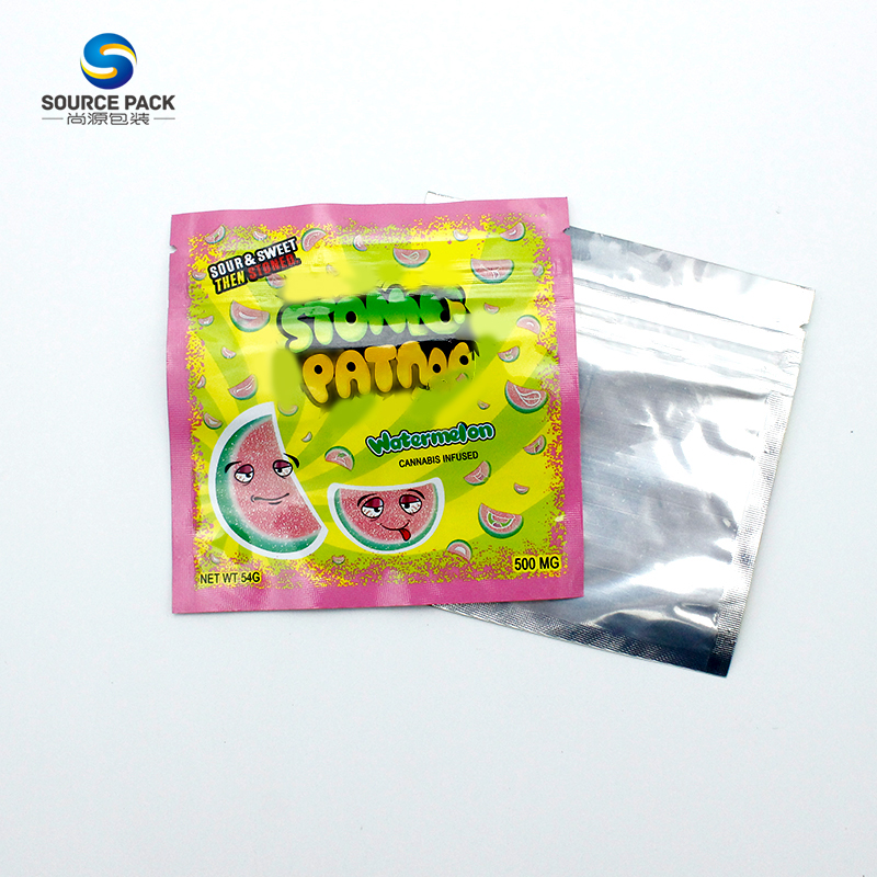 Stoner Patch Aluminum Foil Mylar Ziplock Canabis Packaging 3.5g Bags for Gummies
