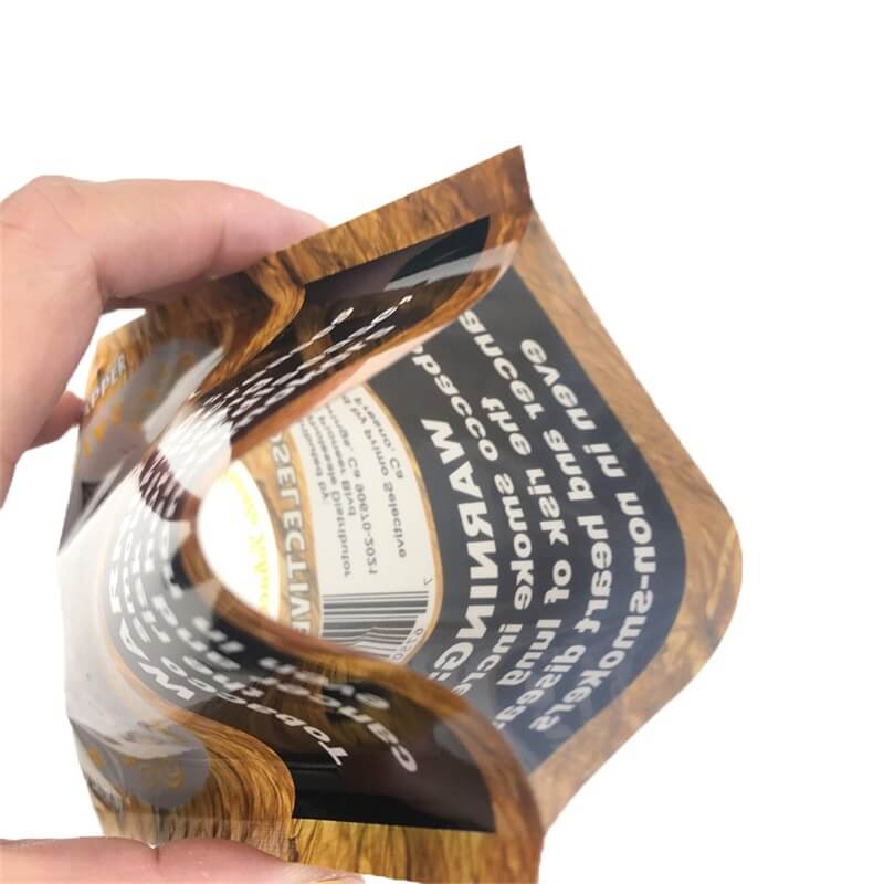 3 Side Seal Plastic Zipper Grabba Blunt Wrap Tobacco Leaf Packaging Bag