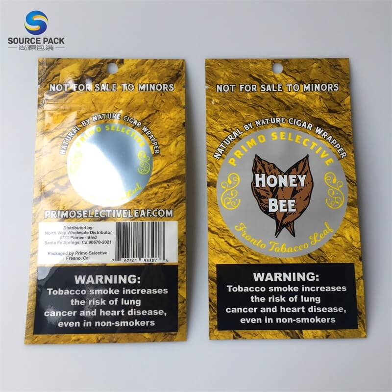 Metallic Plastic Packaging Loose Leaf Baccy Custom Tobacco Pouches
