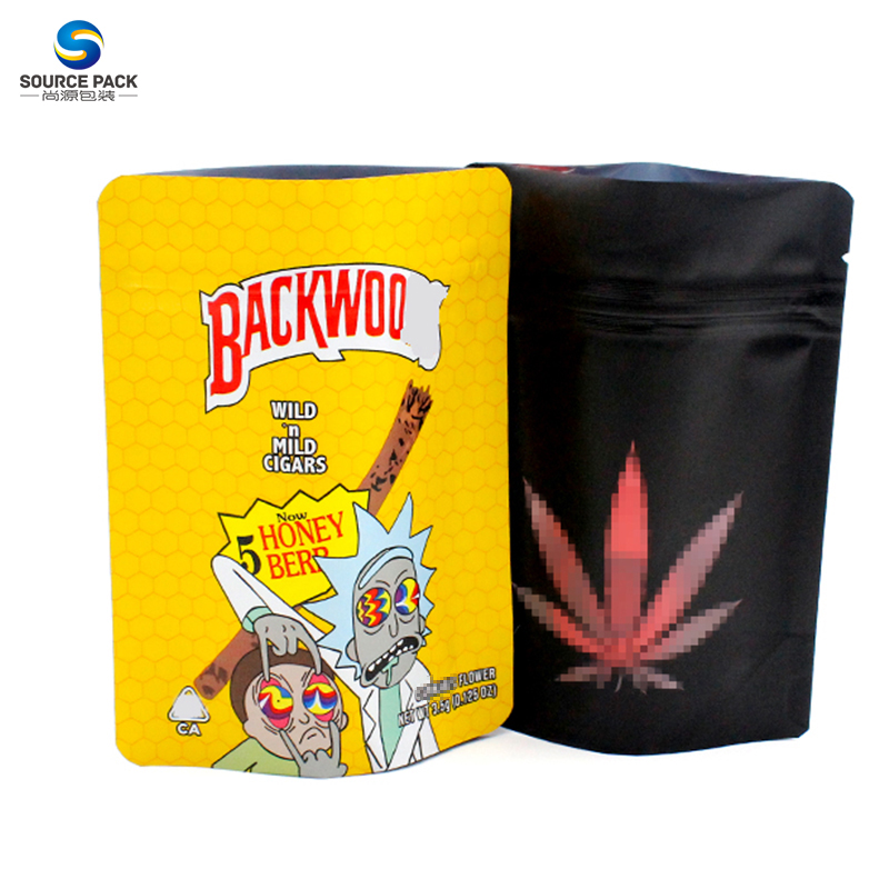 Smell Proof Weed Packaging Bag Hemp Aluminum Foil Mylar Stand up Pouch 3.5g