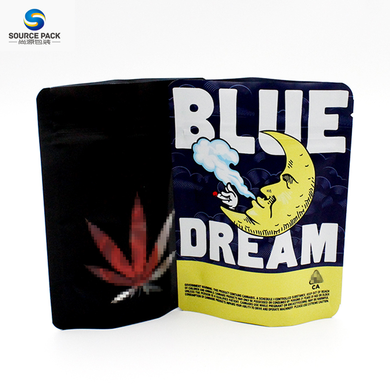 Smell Proof Weed Packaging Bag Aluminum Foil Mylar Stand up Pouch 3.5g