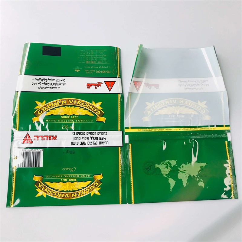 Cigarette Packing Manufacturer Loose Leaf Zipper Bag Rolling Tobacco Packaging Pouch