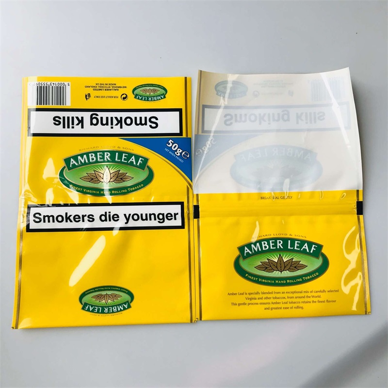 Smoking Leaf Packaging Bag Wholesale Rolling Tobacco Pouch With Zipper And Sticker
