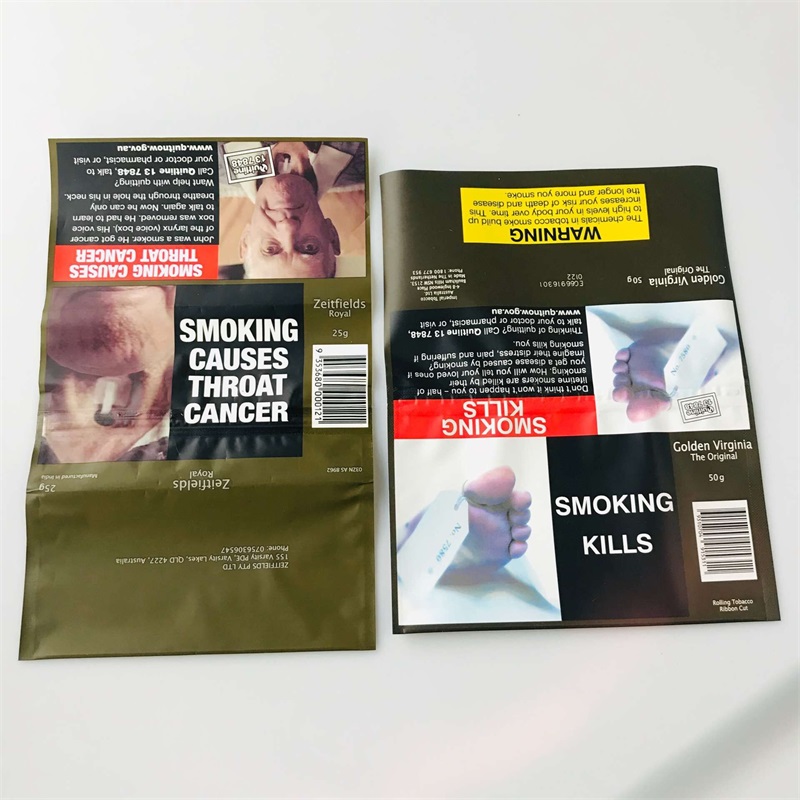 Wholesale Resealable Smoking Leaf Cigarette Bag Packaging Rolling Tobacco Pouch