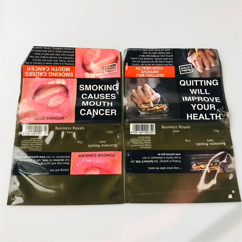 Moisture Proof Tobacco Packaging Pouch Custom Zipper Smoking Leaf Cigarette Bag