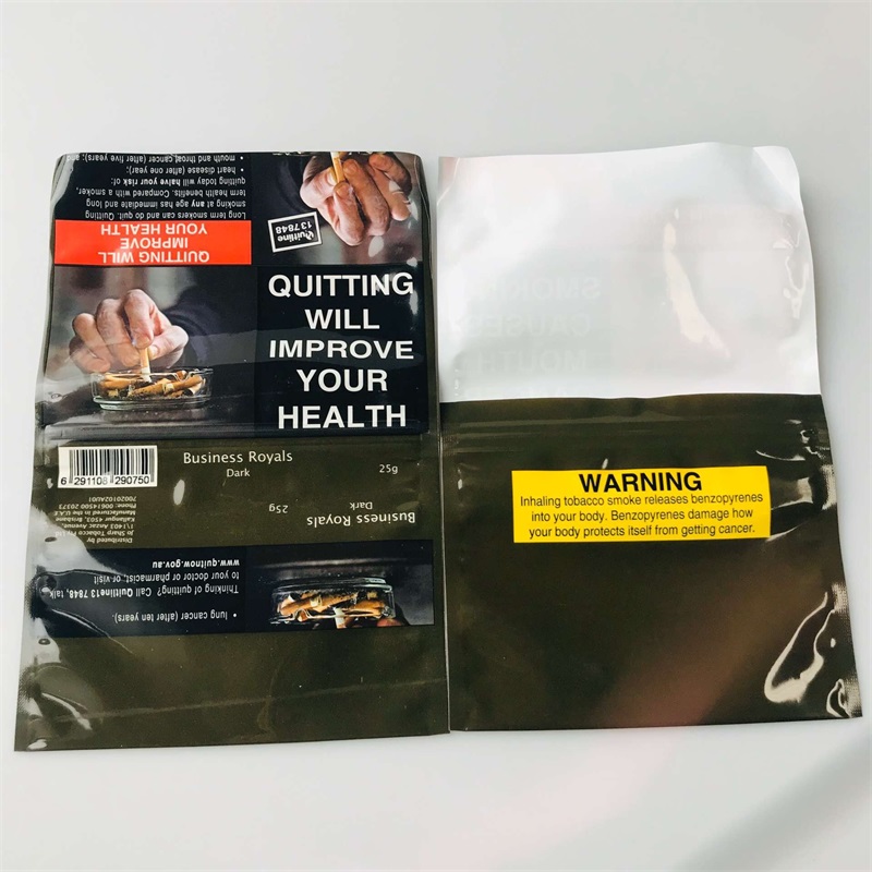 Customized Tobacco Packaging Pouch 25g 50g Smoking Leaf Packaet with Zipper Seal