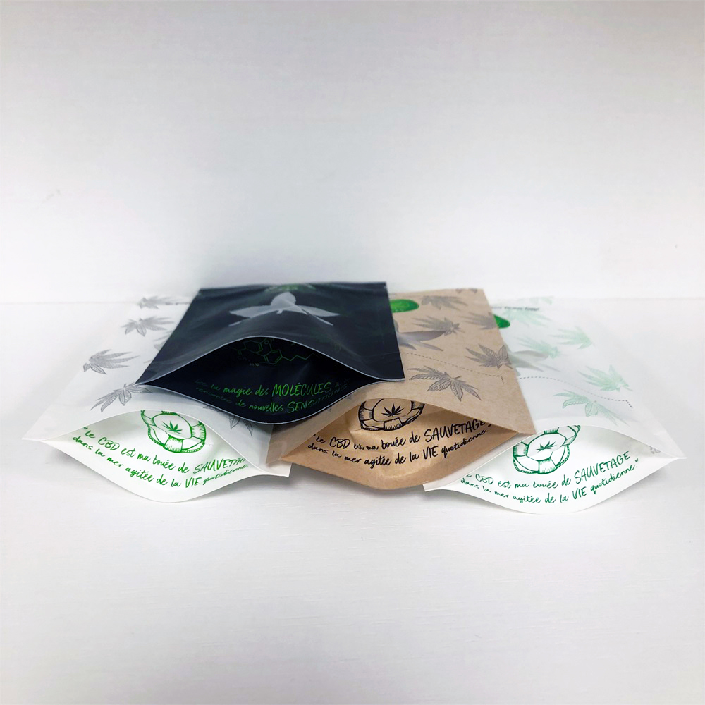 Eco Friendly Marijuanna Flower Packaging Bag CBD Kraft Paper Stand up Pouches with Window