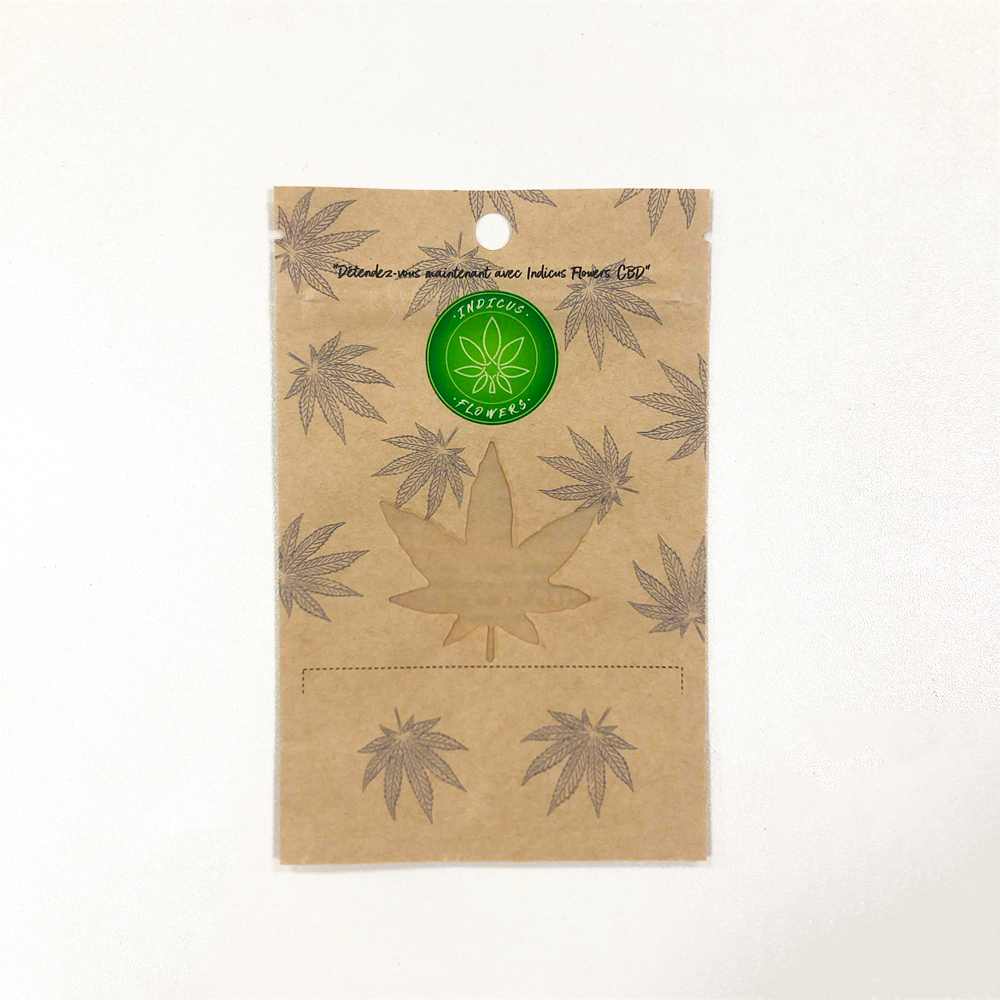 Eco Friendly Marijuanna Flower Packaging Bag CBD Kraft Paper Stand up Pouches with Window