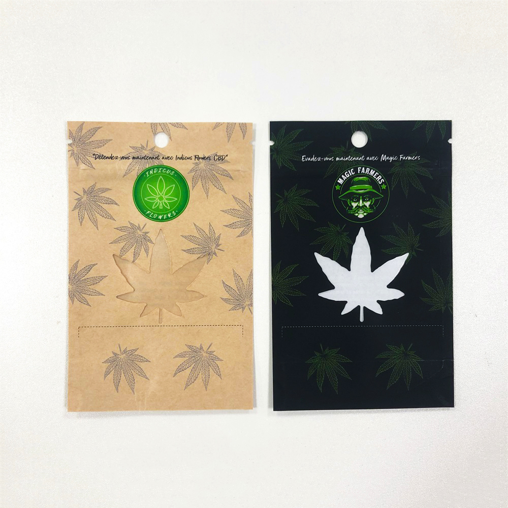 Customizable Marijuanna Packaging Bag CBD THC Weed Ziplock Kraft Paper Pouches