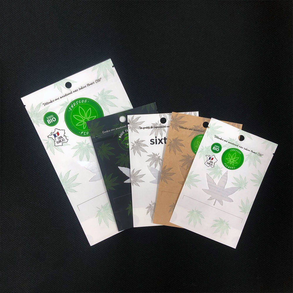 Eco Friendly Weed Packaging Bags Herbs CBD Flower Pouch with Child Resistant Zipper