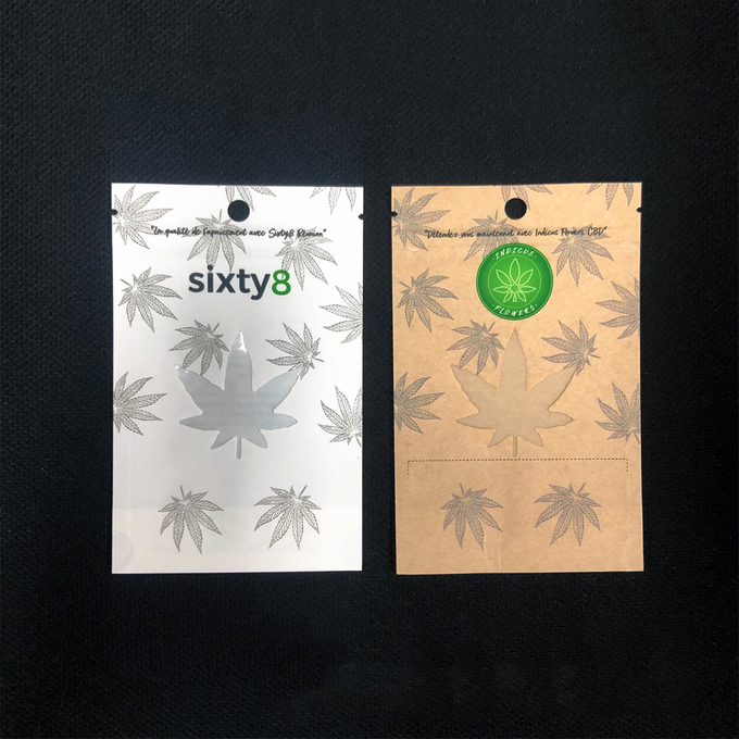 Moisture Proof Marijuana Packaging Bags Kraft Paper Pouches With Window And Ziplock