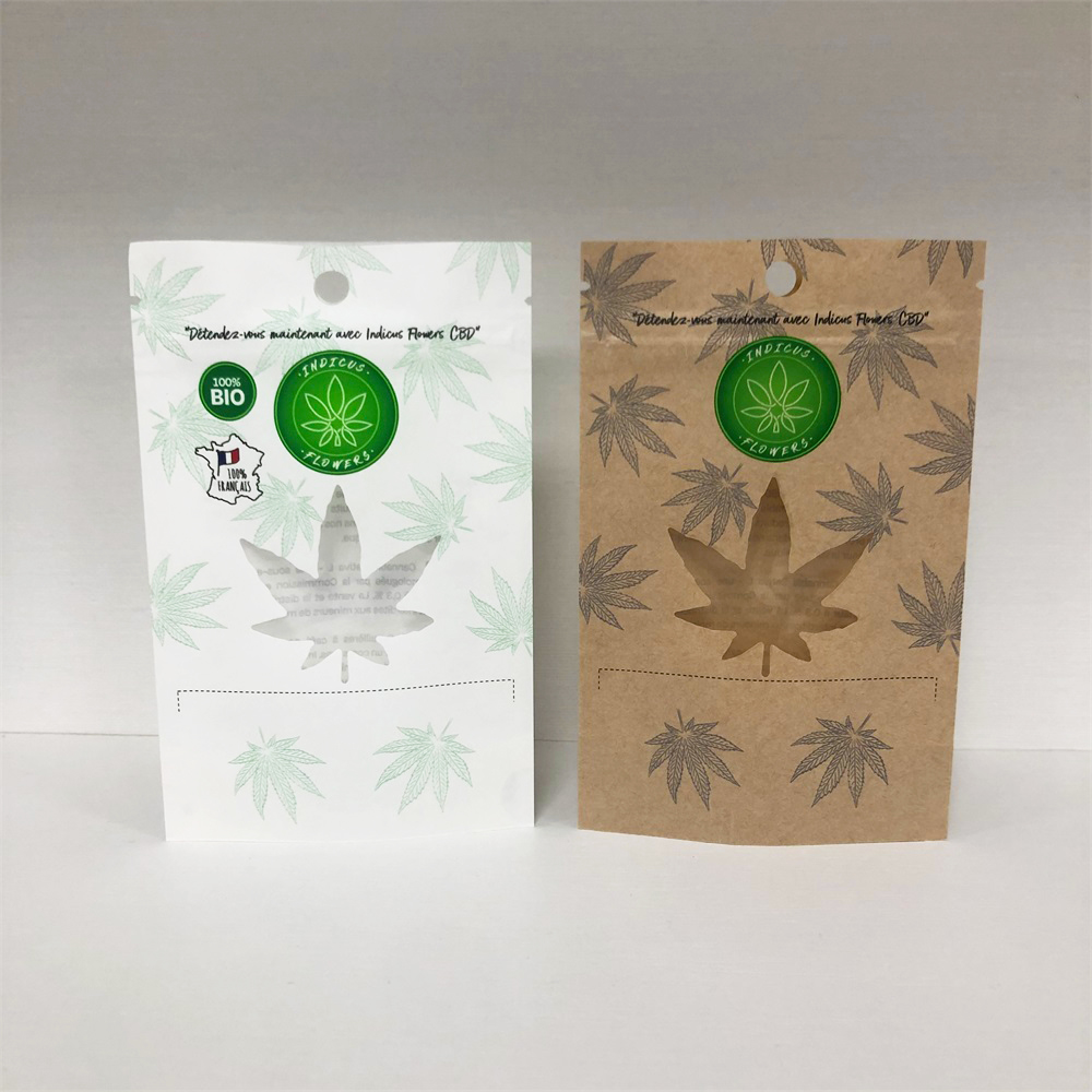 Moisture Proof Marijuana Packaging Bags Weed Kraft Paper Pouches With Window And Ziplock