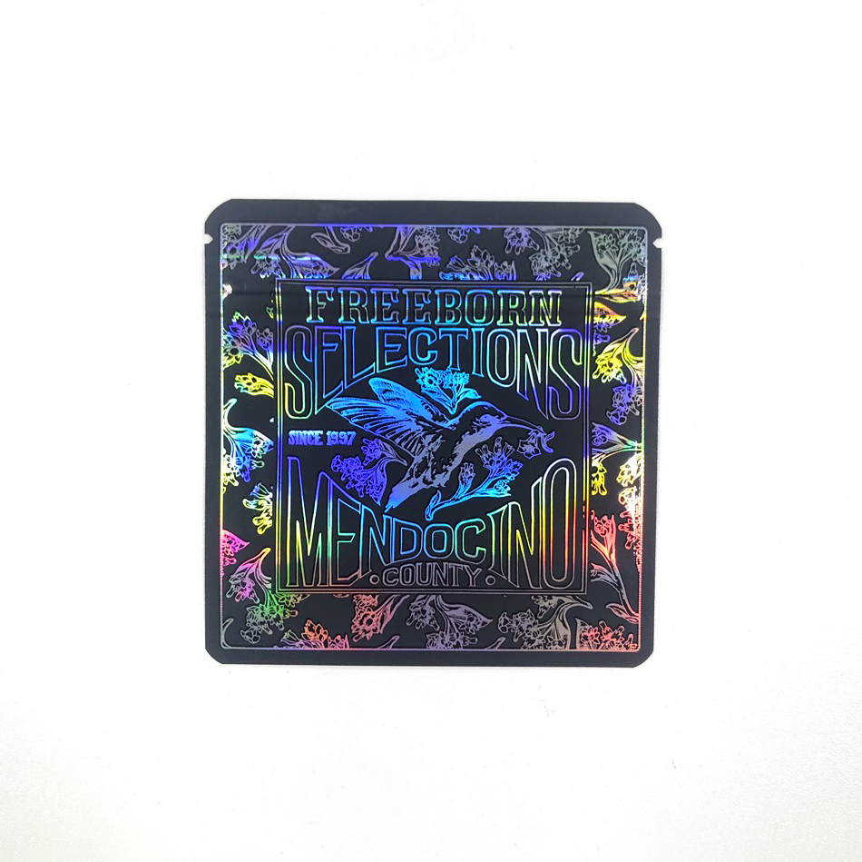 3 Side Seal Marijuanna Packaging Bag Mylar Holographic Weed Pouch With Zipper