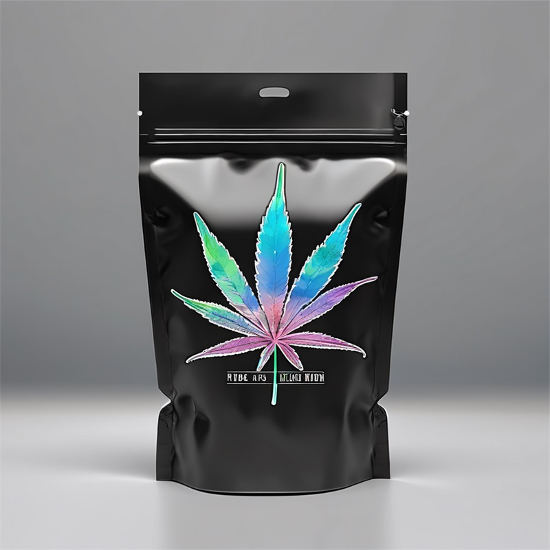 Black Mylar Weed Bags Customizable Ziplock Smell Proof 3.5g Aluminum Foil Doypack