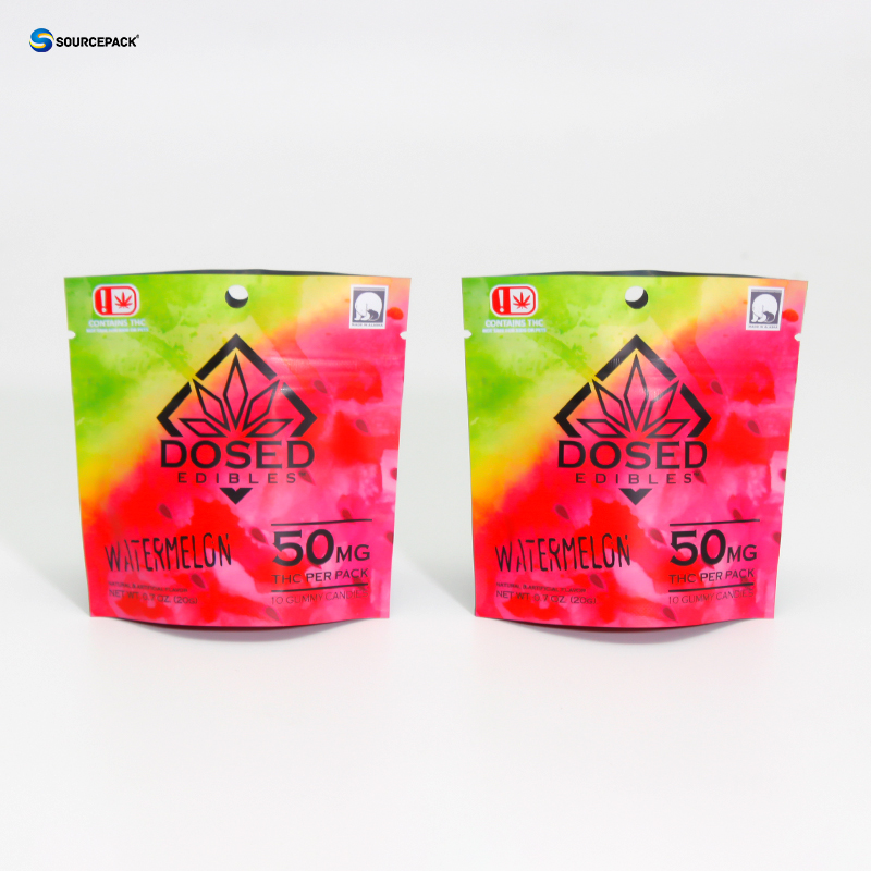 Custom CBD Gummies Packaging 420 Weed Bags Edible Standing Pouch