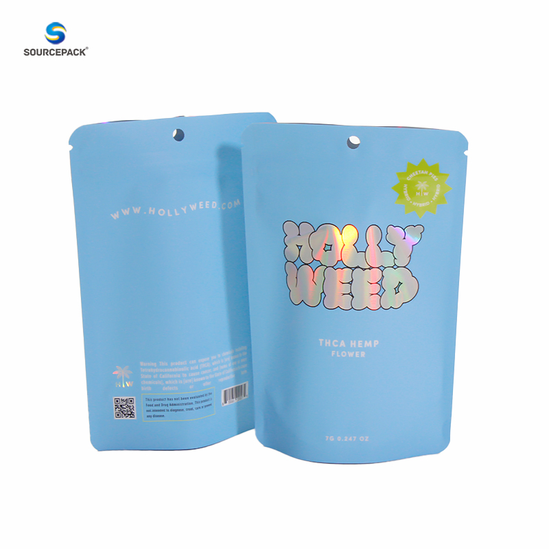 Holographic THC Flower Weed Packaging With Child Resistant Zipper (7).jpg