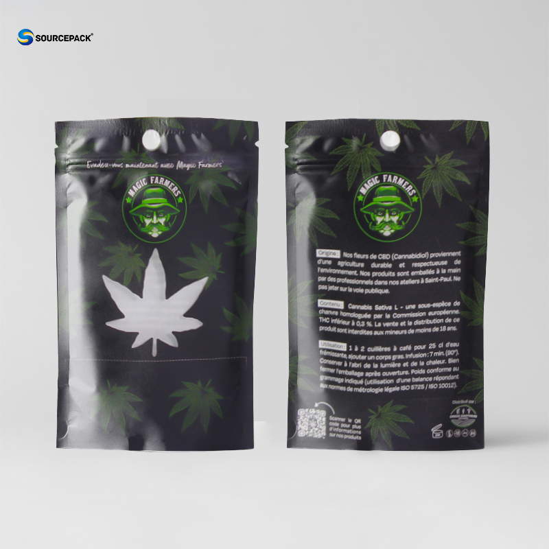 CBD Flower Weed Packaging Bags Eco Friendly Kraft Paper Pouch