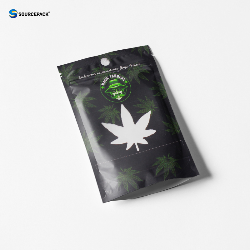 CBD Flower Weed Packaging Bags Eco Friendly Kraft Paper Pouch