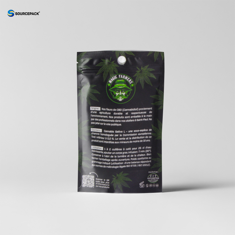 CBD Flower Weed Packaging Bags Eco Friendly Kraft Paper Pouch