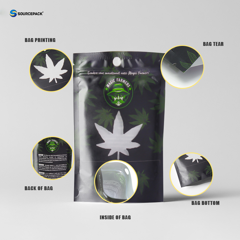 Biodegradable Herb Packaging Bag CBD Flower Pouches