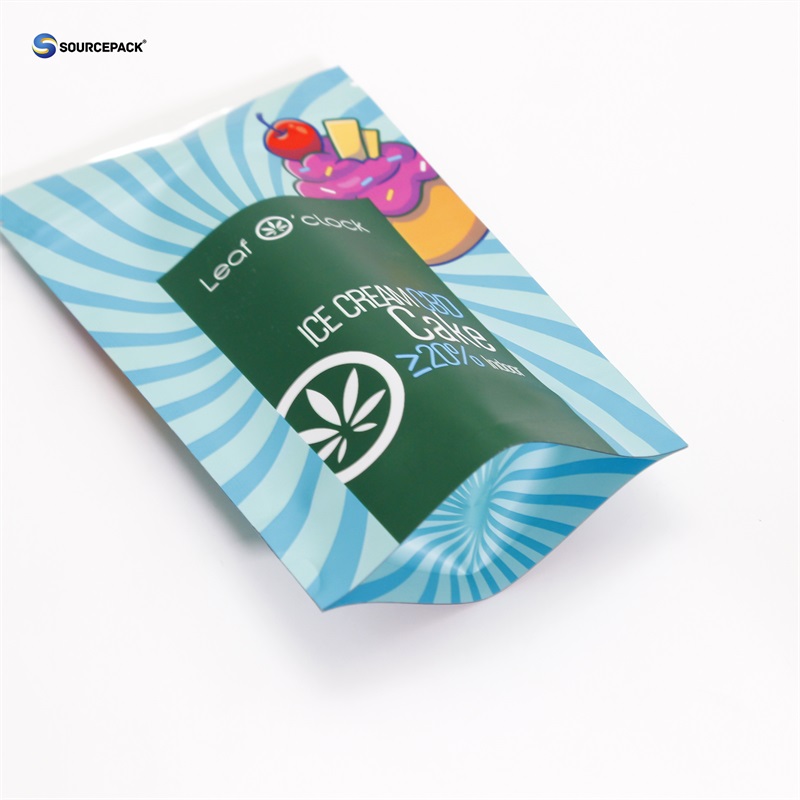 Custom Edible CBD Packaging Bag Resealable Zipper UV Protection