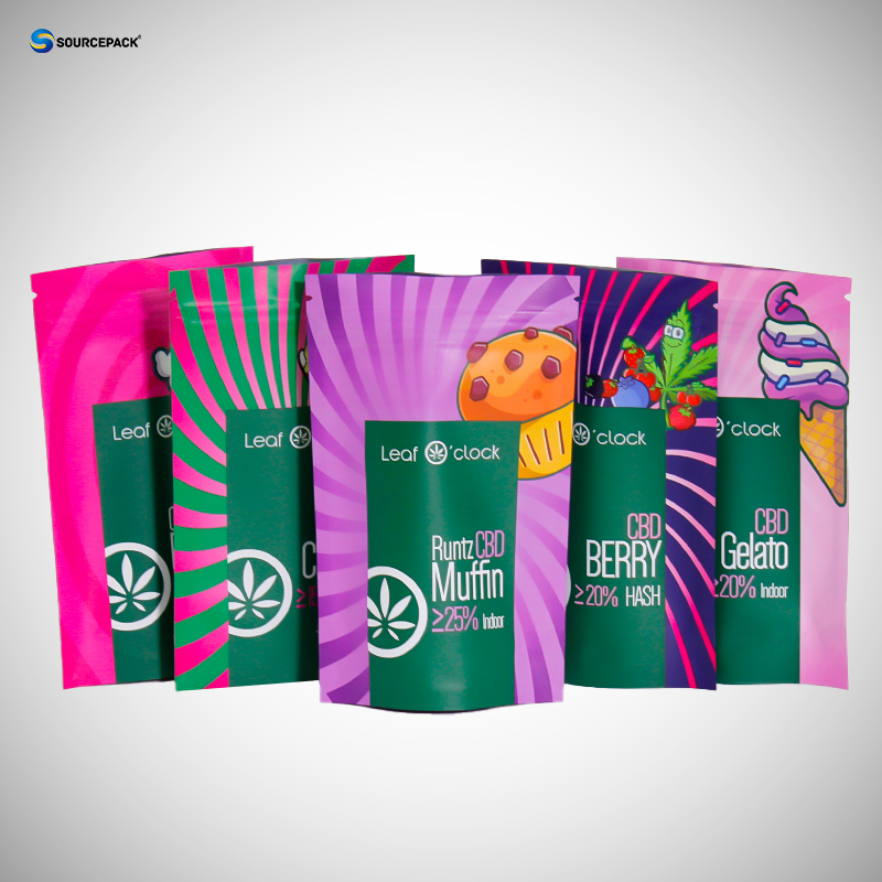 Custom Edible CBD Packaging Bag Resealable Zipper UV Protection