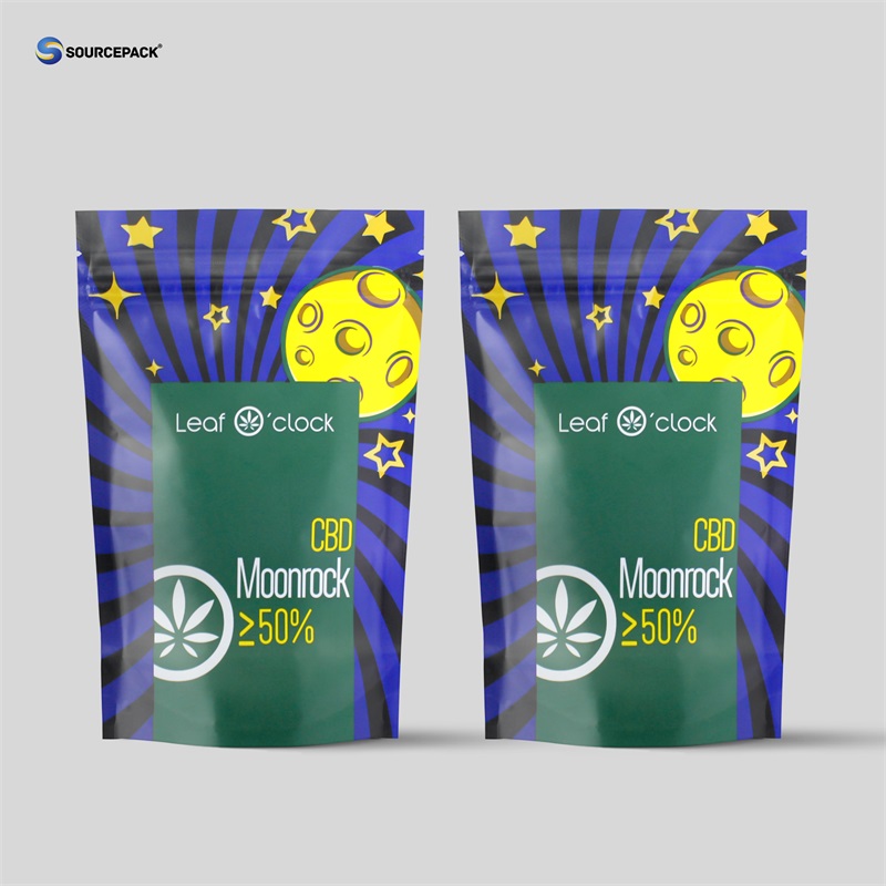 Custom Edible CBD Packaging Bag Resealable Zipper UV Protection